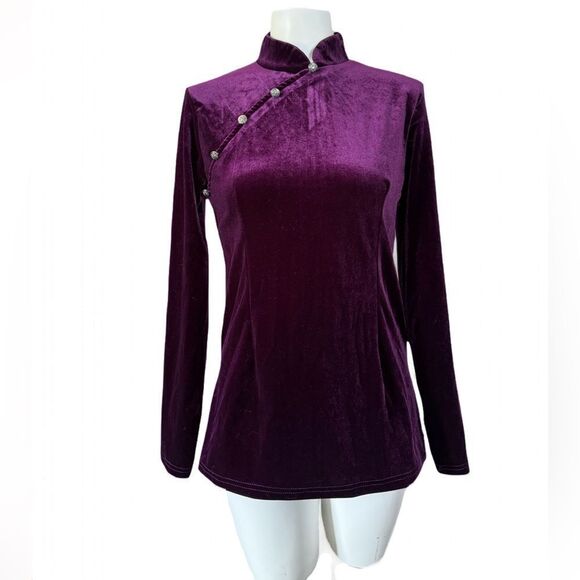Elegant Babalet Purple Velvet Women's Top M NWT - Picture 1 of 9